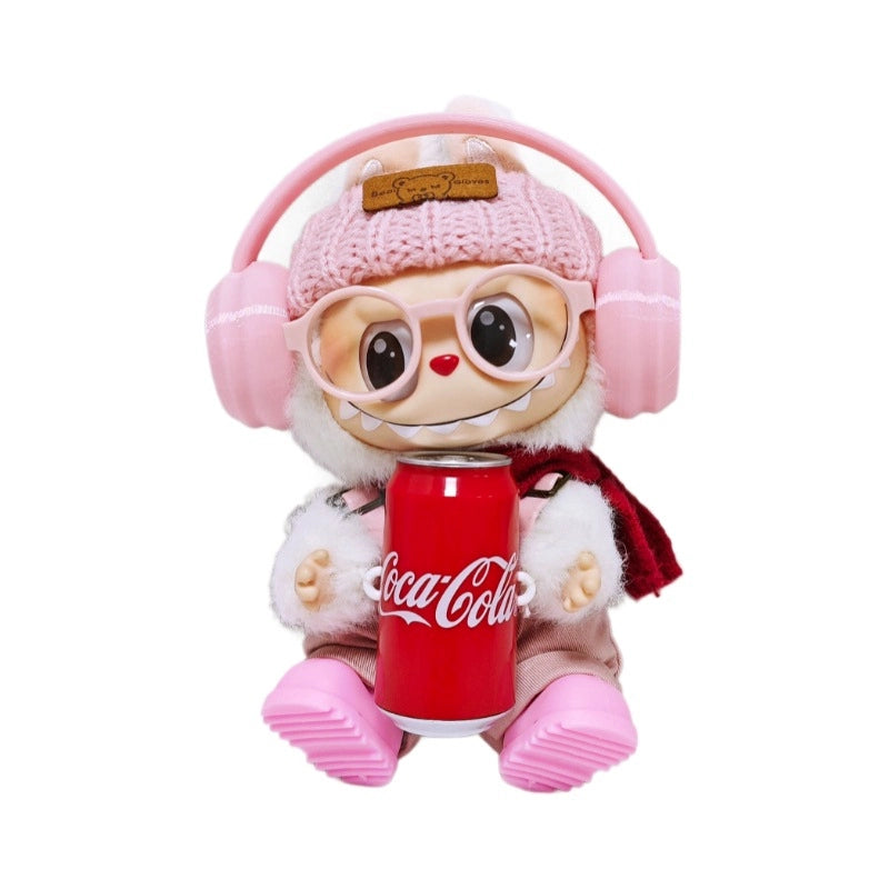 Labubu Clothes Coca-Cola Series Pink Overalls Hat Headphone Set