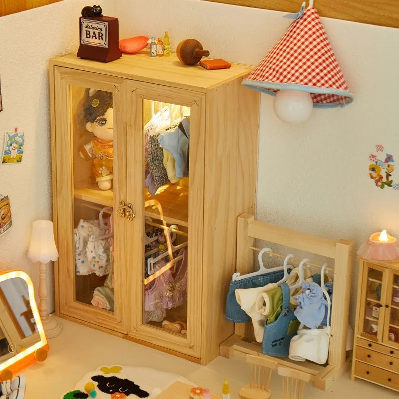 Wardrobe and Clothes Stand for Labubu Clothes