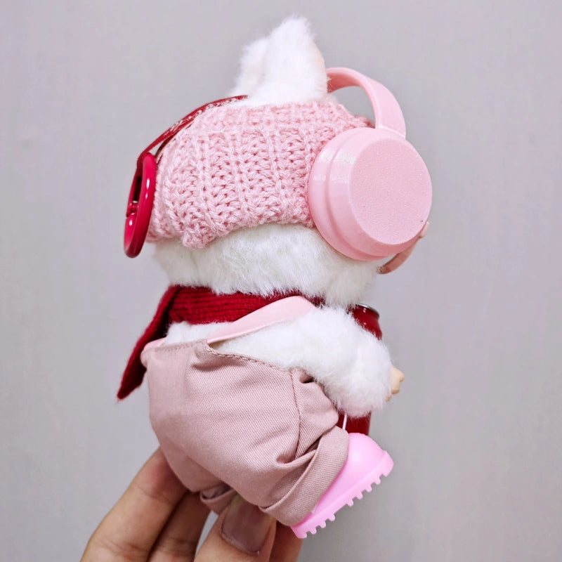 Labubu Clothes Coca-Cola Series Pink Overalls Hat Headphone Set