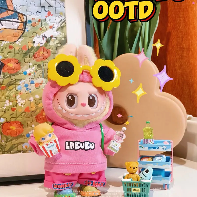 Fashion Pink Hoodie Outfit Set for Labubu