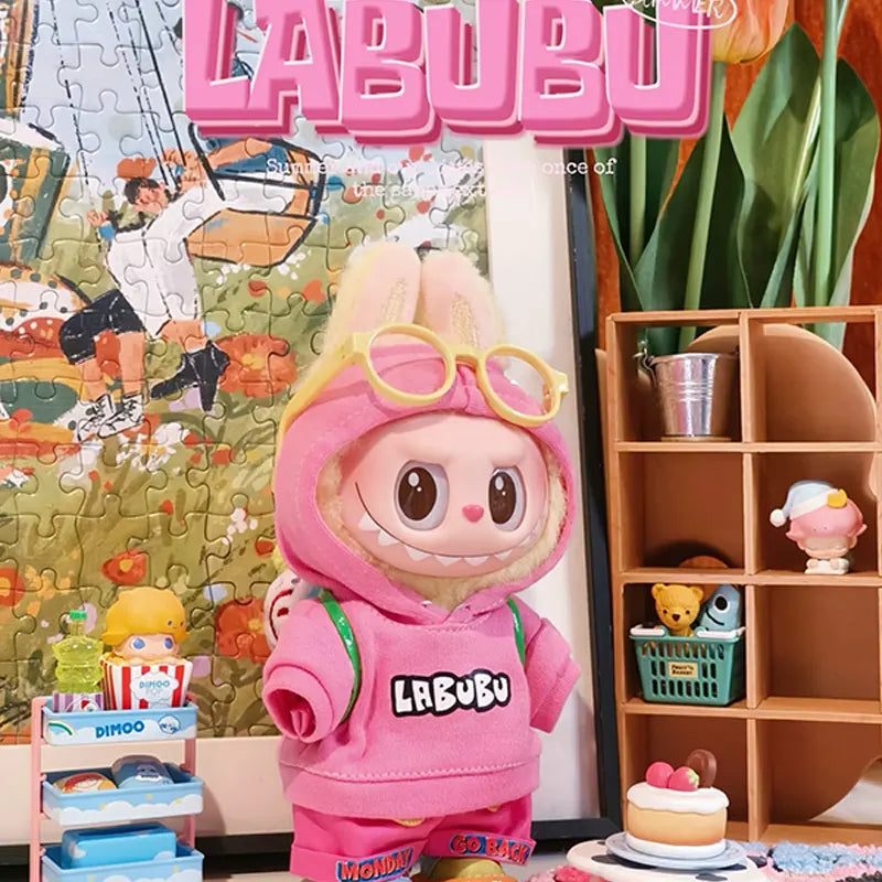 Fashion Pink Hoodie Outfit Set for Labubu