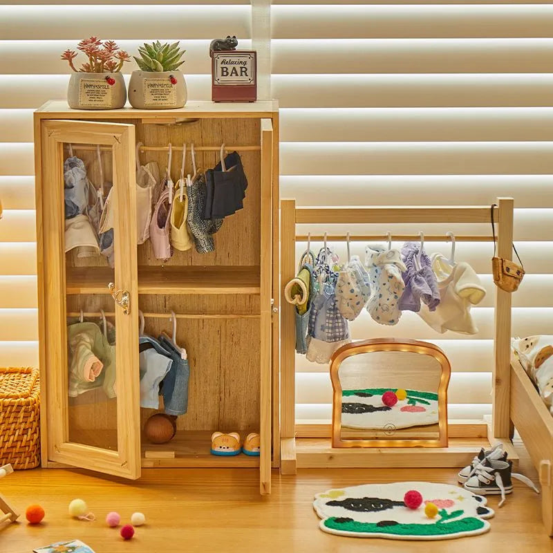 Wardrobe and Clothes Stand for Labubu Clothes