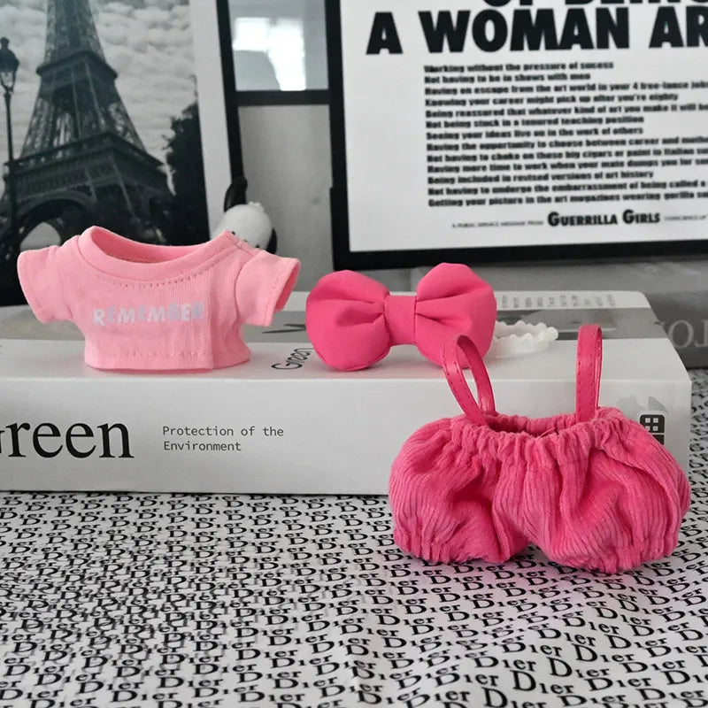 3-Piece Outfit Set Pink Labubu Clothes Doll Dress-up Accessories