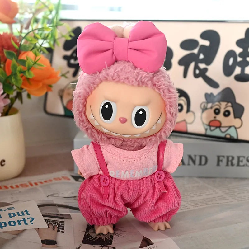 3-Piece Outfit Set Pink Labubu Clothes Doll Dress-up Accessories