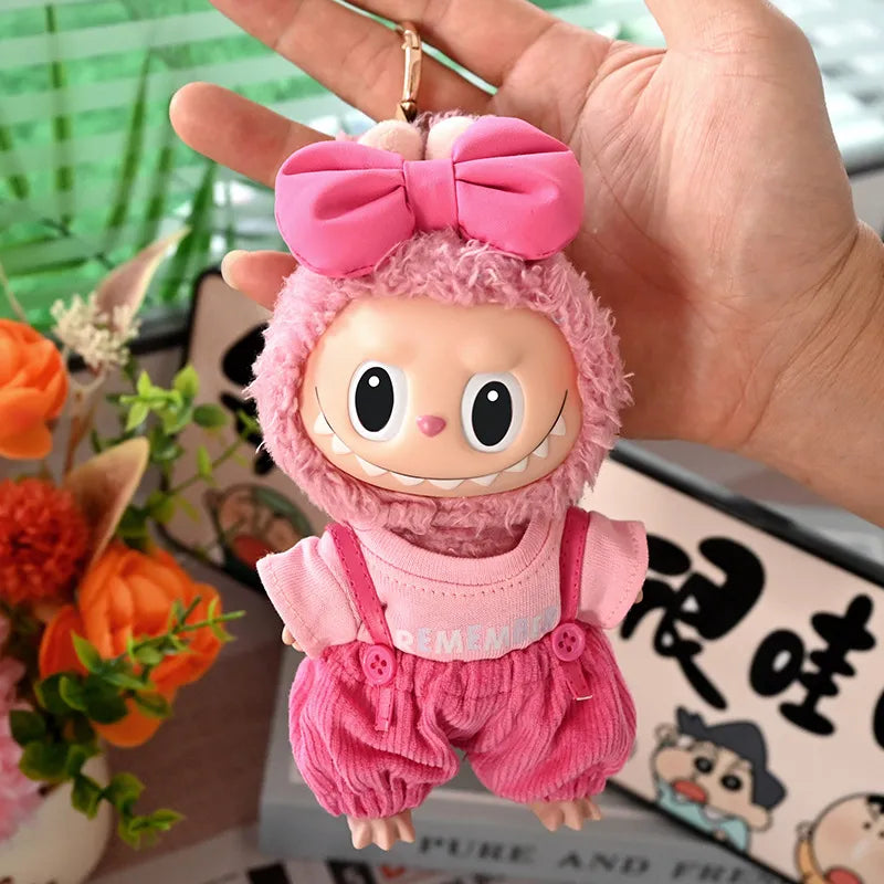 3-Piece Outfit Set Pink Labubu Clothes Doll Dress-up Accessories