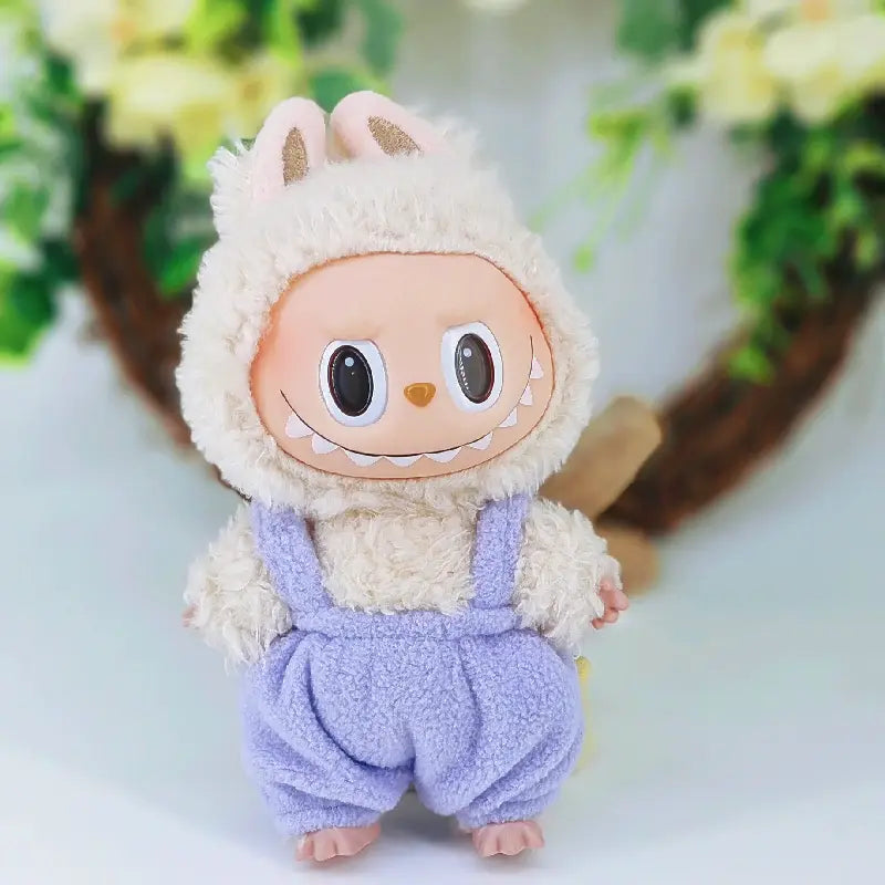 Blue Labubu Clothes With Glasses for 17cm Doll